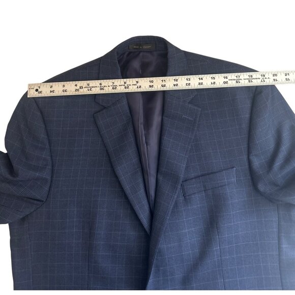 Lauren Ralph Lauren Navy Blazer Size 44L Windowpane Pattern 2 Button Closure - Picture 5 of 10